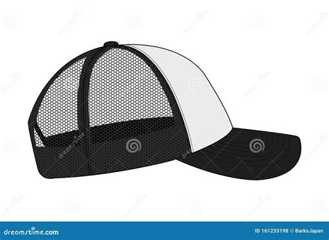 Trucker Cap Mesh Cap Template Illustration Black Stock Vector