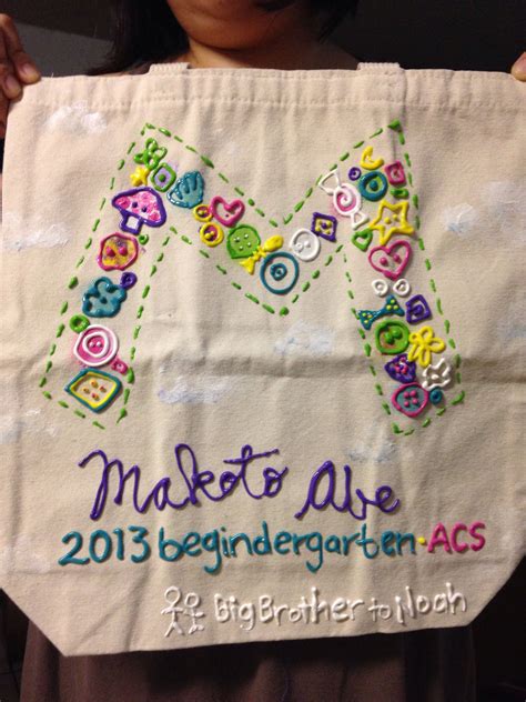 Makotos Mommy Decorated Tote Bag With Puffy Paint