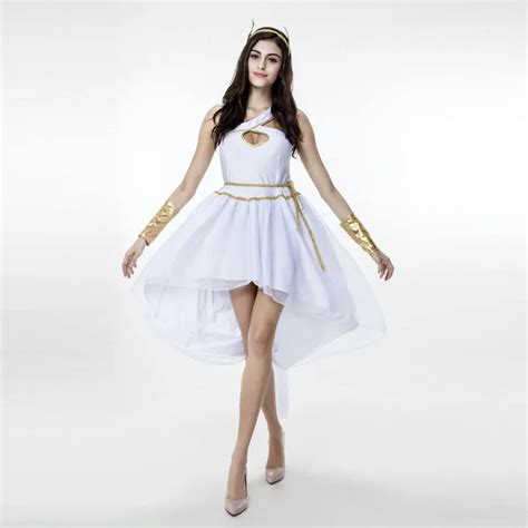 Sexy Greek Goddess Fancy Dress Ladies White Light Fairy Hanging Neck