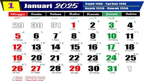 Kalender 2025 Bulan Januari Libur Isra Mikraj Dan Imlek Berikut Jadwal