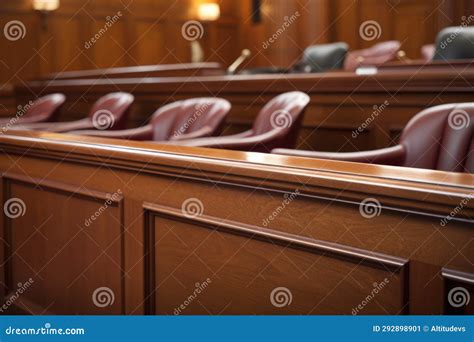 Close Up Of The Judges Bench In A Courtroom Stock Image Image Of