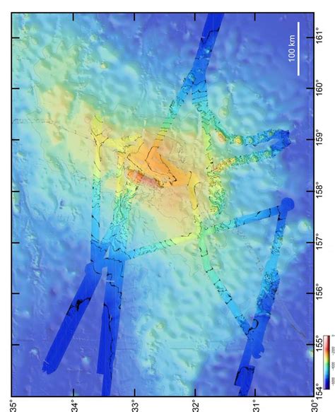 Bathymetry Map Of Tamu Massif From Merged Mgl1004 Multibeam Bright