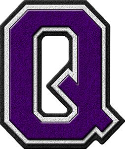 Presentation Alphabets Purple Varsity Letter Q