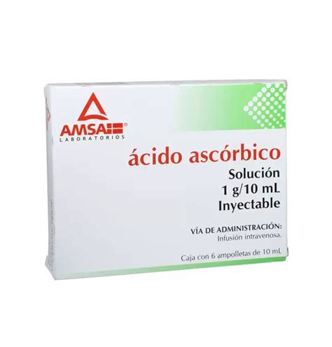 Ácido AscÓrbico SoluciÓn Inyectable 1g10ml Con 6 Ampolletas