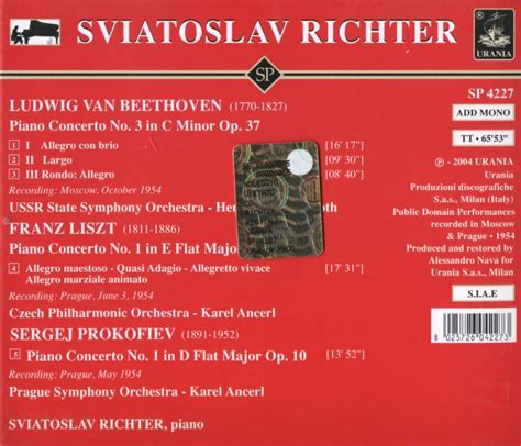 Sviatoslav Richter - Beethoven, Liszt, Prokofiev: Piano Concertos (2004 ...