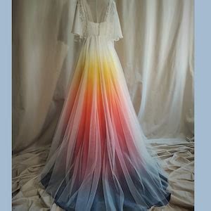 Hand Painted Ombre Wedding Dress Colorful Wedding Dress Maxi Wedding