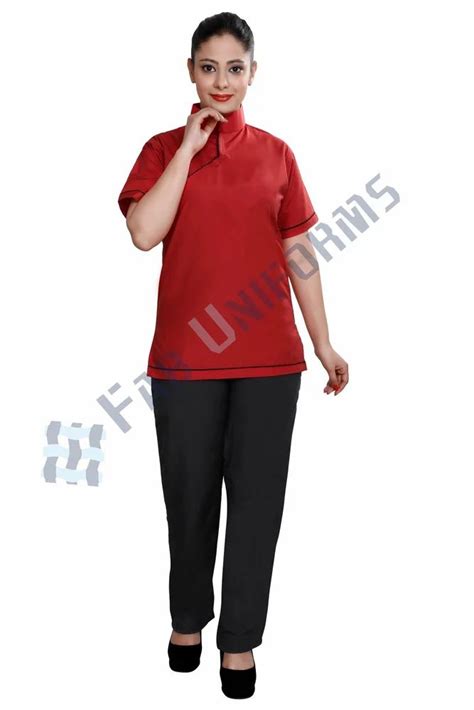 Fab Uniforms Red And Black Spa Salon Uniform Female At Piece In