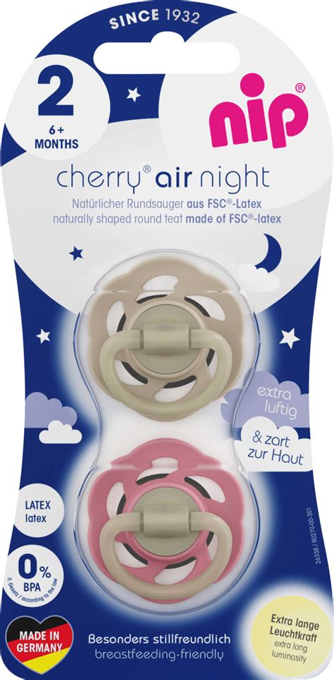 Nip Schnuller Cherry Air Night Latex Braun Rot Gr 2 Ab 6 Monate 2