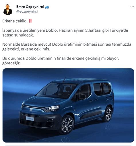 Yeni Fiat Doblo da güzel haber geldi O tarihte bayilere geliyor peynir