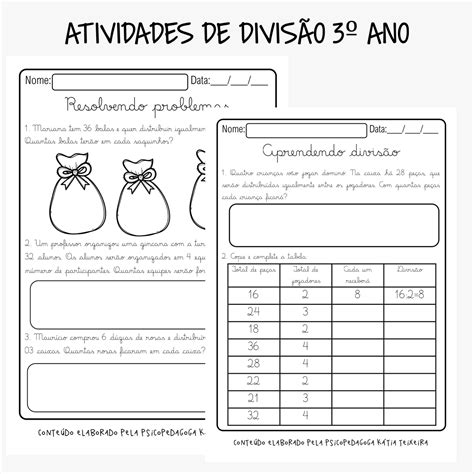 Atividade De Divisão 3 Ano Fundamental