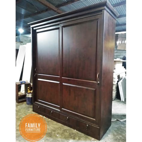 Jual Lemari Pakaian Kayu Padu Solid Sliding Modern Classic Pintu Dan