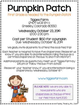 Pumpkin Patch Field Trip Forms By Teaching Thread Tpt