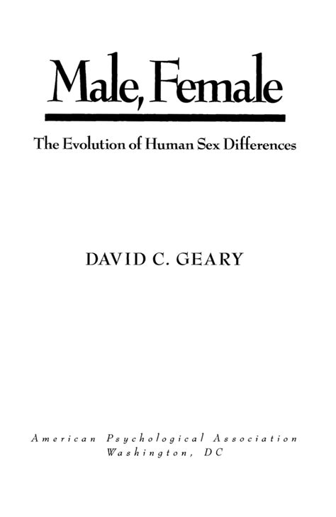 PDF Male Female The Evolution Of Human Sex Differences