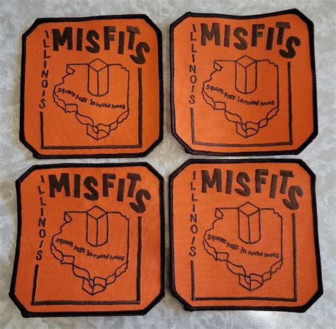 Vintage Illinois Misfits Orange Motorcycle Club Patches Set Of 4 Square