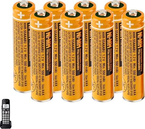 8 Pack 550mAh Nimh Rechargeable Battery, 1.2V HHR-55AAABU AAA ...
