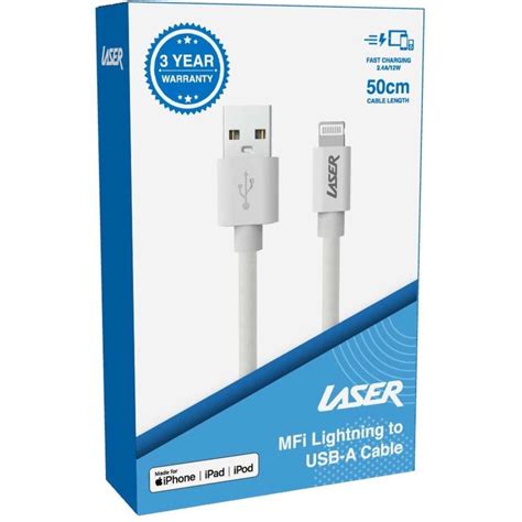 Laser MFi Lightning To USB A Cable White Woolworths