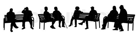 People silhouettes sitting on a bench | Stock vector | Colourbox