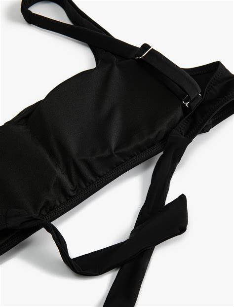 Siyah Kadın Bikini Üstü İnce Askılı Kaplı 4SAK10047MM Koton