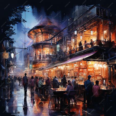 Premium AI Image | Watercolor illustration of a cyberpunk streetlevel