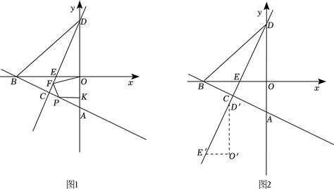 如图1，在平面直角坐标系中，rt Acd沿直线cd翻折得 Bcd，且a（0， 2），d（0，3），点b在x轴负半轴上，a、c、b三点在同一条直线上，直线cd交x轴于点e．