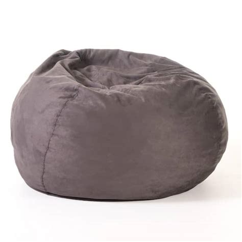 Noble House 5 Ft Charcoal Suede Polyester Bean Bag 18281 The Home Depot