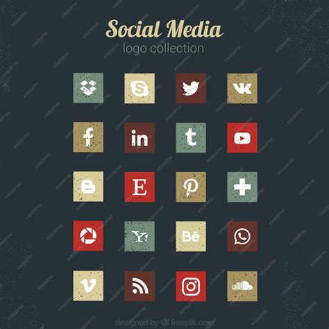 Premium Vector Elegant Social Media Vintage Icons