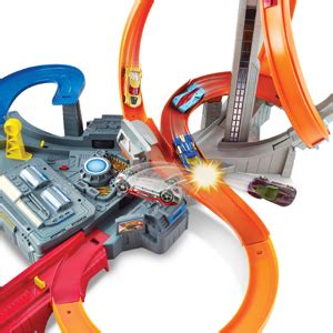 Hot Wheels Track Set With Toy Car Multi Lane Motorized Track With Crash Zones Spin Storm