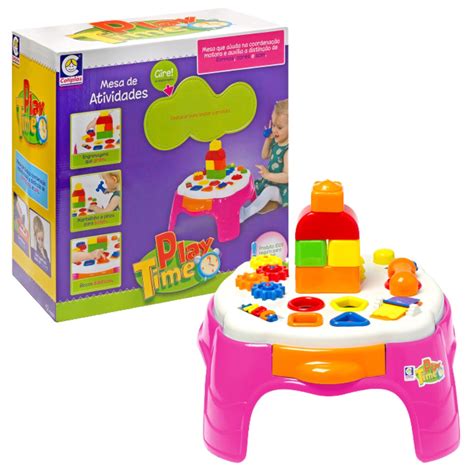 Mesinha Didatica Rosa Gaveta Mesa De Atividades Infantil Play Time