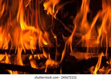 Naked Flame Firewood Brightly Burns Fireplace Foto De Stock Editar