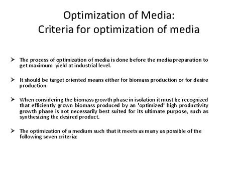 optimization  media criteria  optimization  media