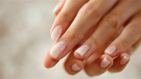 A Womanand X27 S Hands With White And Pink Nails Are Shown Ai Stock