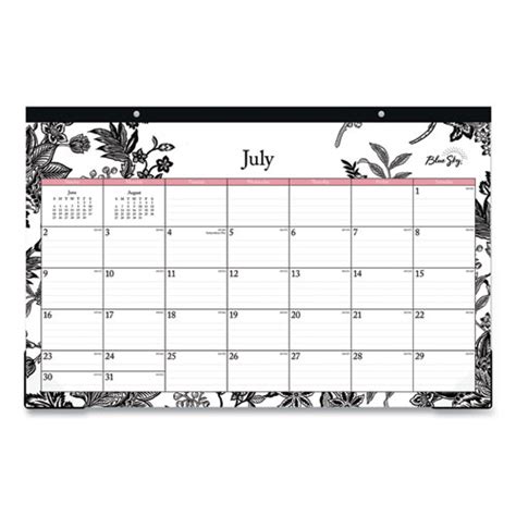 Analeis Academic Year Desk Pad Calendar Floral Artwork 17 X 11 White