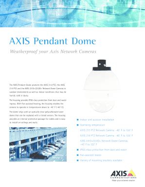 Fillable Online Axis Pendant Dome Fax Email Print Pdffiller