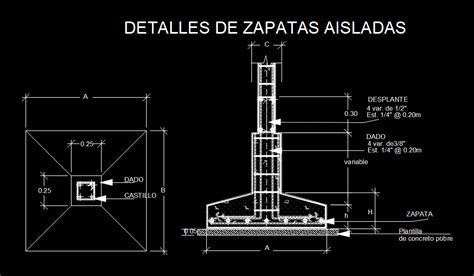 Plano De Zapata En Dwg 11042 Kb Librería Cad