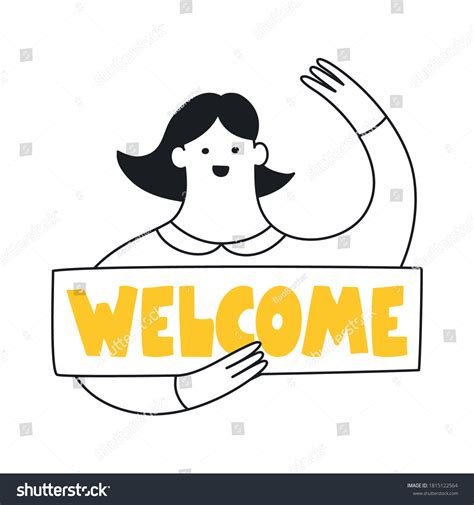 Welcome Page Illustration Cute Cartoon Woman Stock Vector (Royalty Free ...