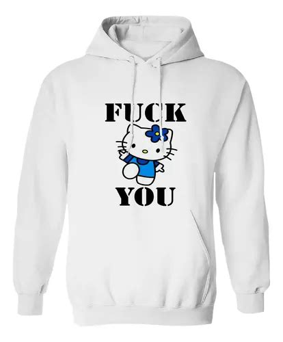 Sudadera Con Gorro Hello Kitty Fuck You Azul Envío gratis