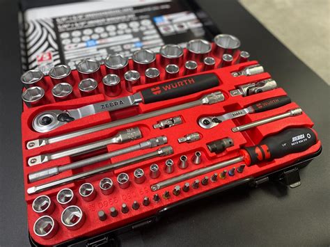 WÜRTH ZEBRA ½ ¼ PROFI STECKSCHLÜSSEL SET KNARRENKASTEN 59 Teile im