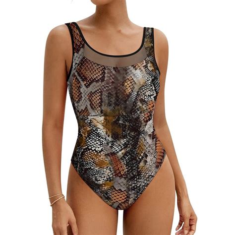 Classic Snake Skin Swimsuit Animal Print One Piece Swimwear Push Up