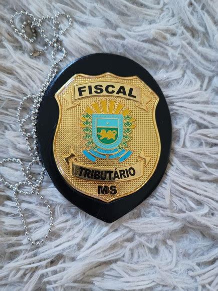 Distintivo Bolachao Couro Brasao Fiscal Tributario Elo7