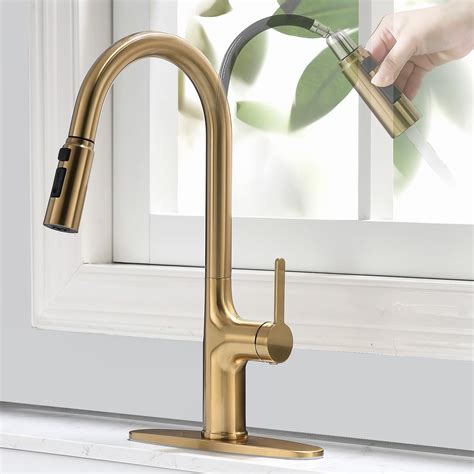 Brushed Gold Kitchen Faucet Single Handle Gold Kitchen Sink Faucet