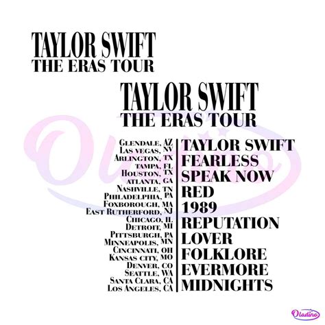 Taylor Swift The Eras Tour SVG Tour Date SVG Cutting Digital File