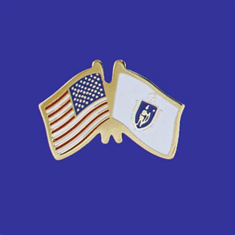 Massachusetts Double Flag Lapel Pin Fredsflags