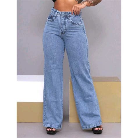 Nome De Calça Larga Feminina - Calça jeans feminina wide leg basica pantalona larga tendencia ...