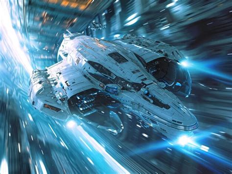 Premium Photo Blurred Velocity White Blue Spaceship Odyssey