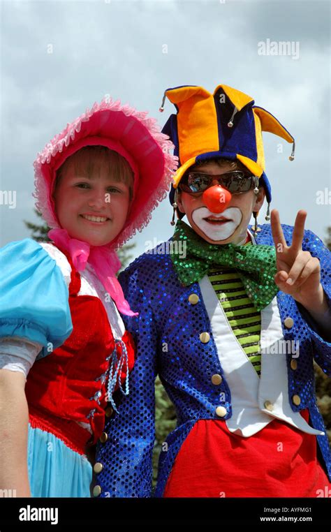 Two Cheerful Clowns Stock Photo Alamy