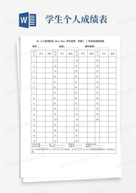 学生成绩表word模板下载编号lnggveav熊猫办公