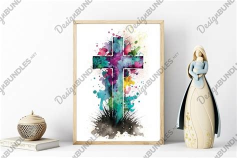 Watercolor Christian Cross Wall Art, Printable Wall Art