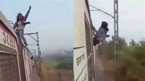 Youth Attempts Risky Stunt On Train Roof Goes Wrong Today Viral Video