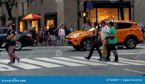 Pedestrians Walking And Traffic In New York City Editorial Photo