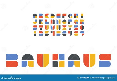 Bauhaus Alphabet Stylized Vector Geometric Typeface Flat Design Stock